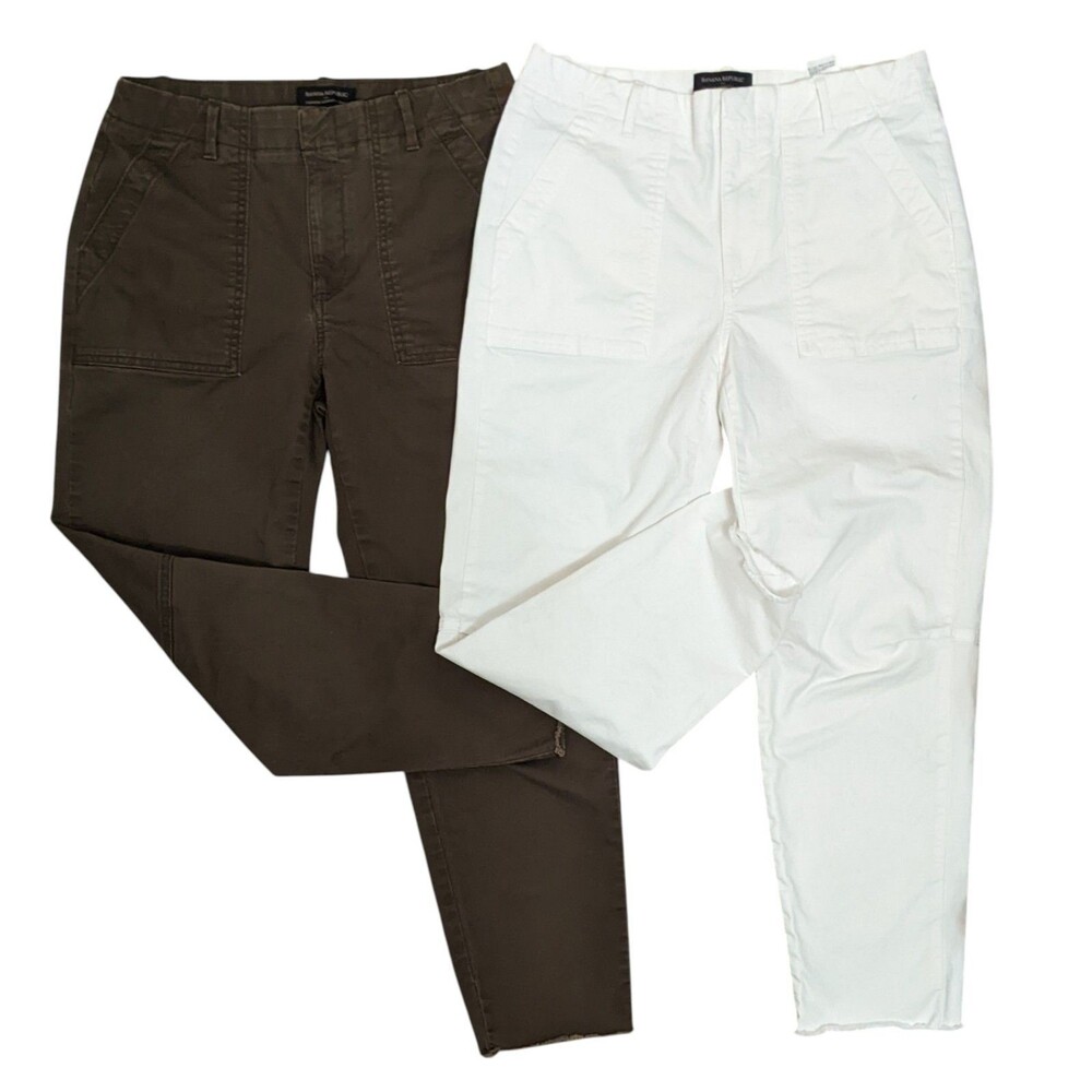 BANANA REPUBLIC 2 Pairs Streetwear Chino Military Pants White Olive 6
